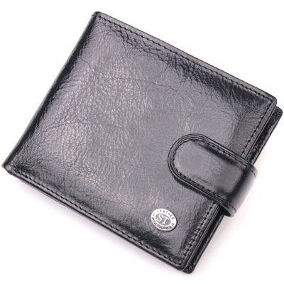 Вместительный мужской бумажник среднего размера из натуральной кожи ST Leather 19419 Черный 19419 фото
