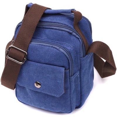 Удобная небольшая мужская сумка из плотного текстиля Vintage 22221 Синий 56848 фото