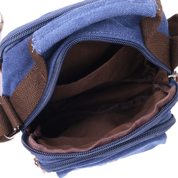Зручна невелика чоловіча сумка із щільного текстилю Vintage 22221 Синій 56848 фото
