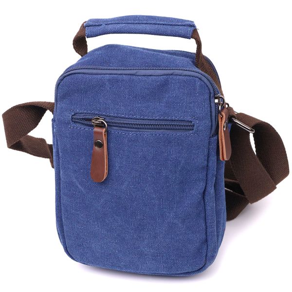 Зручна невелика чоловіча сумка із щільного текстилю Vintage 22221 Синій 56848 фото