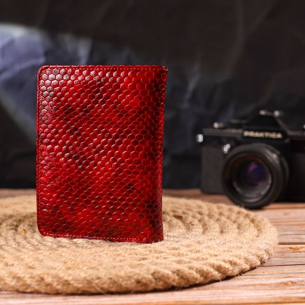 Лакированный женский кошелек из натуральной кожи с тиснением под змею CANPELLINI 21682 Красный 21682 фото