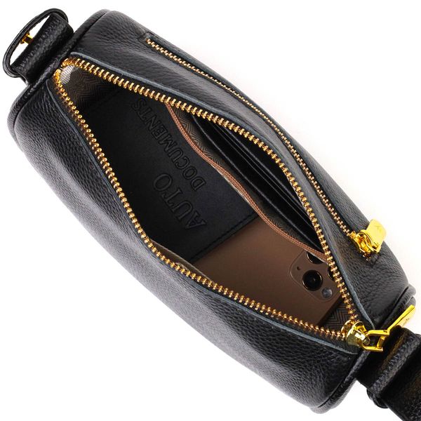Сучасна сумка на плече крос-боді з натуральної шкіри 22127 Vintage Чорна 22127 фото