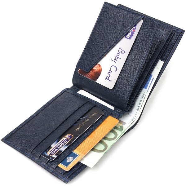 Місткий гаманець для чоловіків у два складення з натуральної шкіри флотар CANPELLINI 21581 Синій 21581 фото