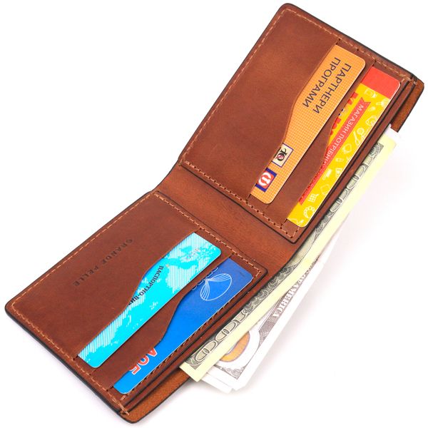 Чоловічий шкіряний гаманець у дві додавання Серце GRANDE PELLE 16736 Світло-коричневий 16736 фото
