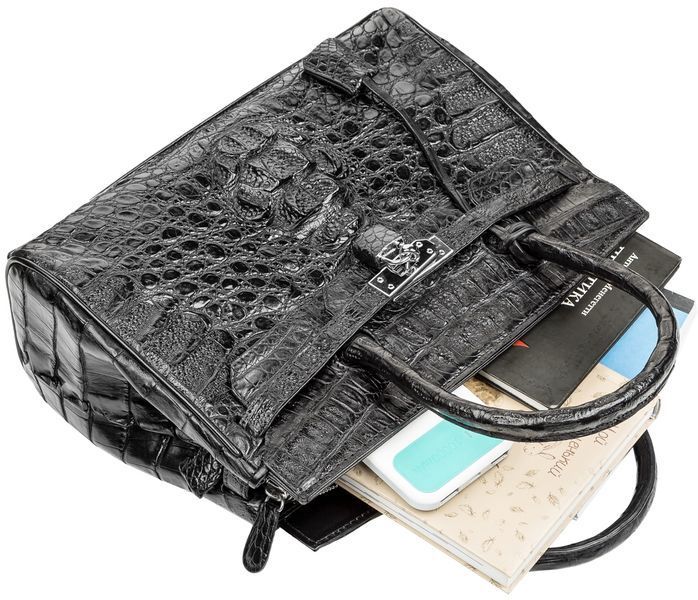 Сумка женская CROCODILE LEATHER 18265 из натуральной кожи крокодила Черная 18265 фото