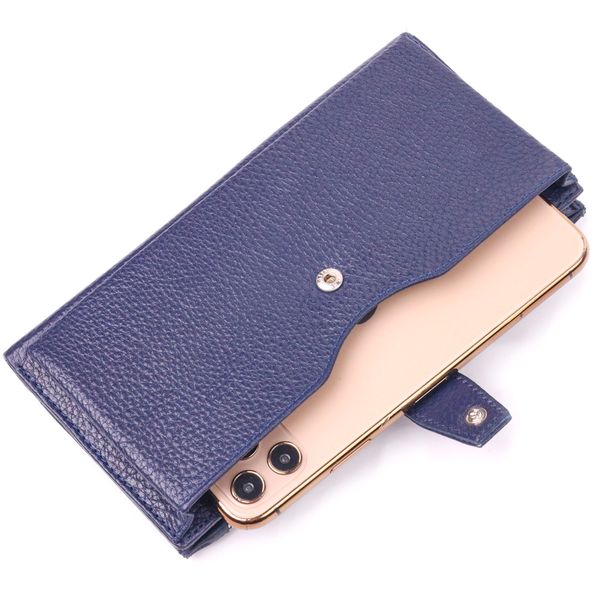 Стильний вертикальний гаманець із натуральної шкіри KARYA 21423 Синій 21423 фото