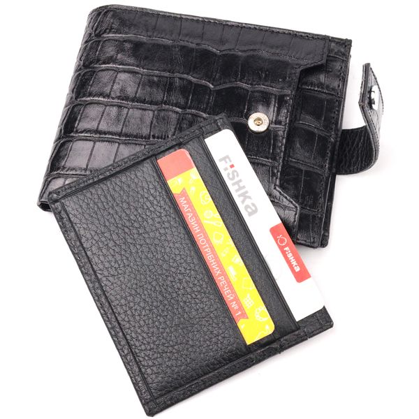 Стильний чоловічий гаманець із фактурної шкіри під рептилію KARYA 21065 Чорний 21065 фото