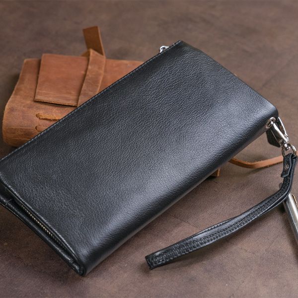 Гаманець-клатч зі шкіри з кишенею для мобільного ST Leather 19310 Чорний 19310 фото