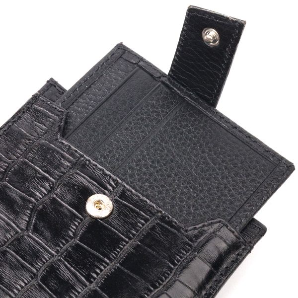 Стильний чоловічий гаманець із фактурної шкіри під рептилію KARYA 21065 Чорний 21065 фото