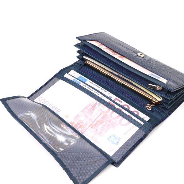 Надійний жіночий гаманець із монетницею із натуральної фактурної шкіри CANPELLINI 21531 Синій 21531 фото