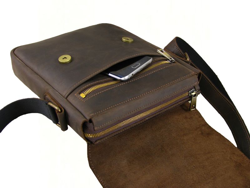 Чоловіча шкіряна сумка через плече SGE LA 001 brown коричнева LA 001 brown фото