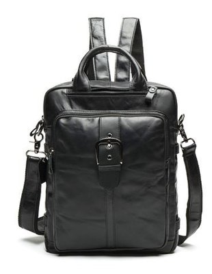 Сумка-рюкзак 2 в 1 мужская кожаная вертикальная с хлястиком Vintage 14790 Черная 14790 фото