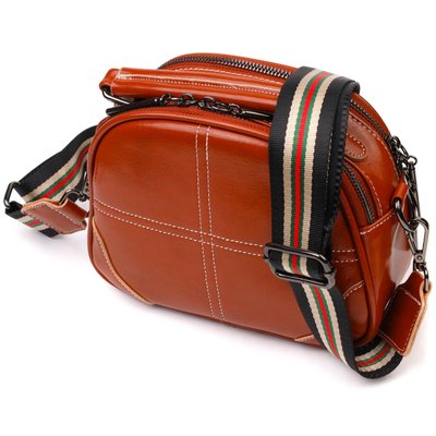 Зручна глянсова сумка на плече з натуральної шкіри 22129 Vintage Коричнева 22129 фото