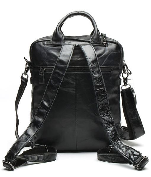 Сумка-рюкзак 2 в 1 мужская кожаная вертикальная с хлястиком Vintage 14790 Черная 14790 фото
