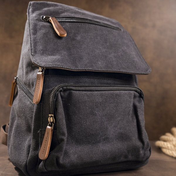 Компактний жіночий текстильний рюкзак Vintage 20194 Чорний 46174 фото