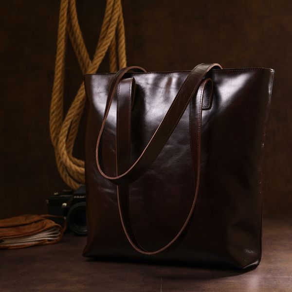 Шкіряна жіноча сумка-шоппер Shvigel 16370 Коричневий 52504 фото