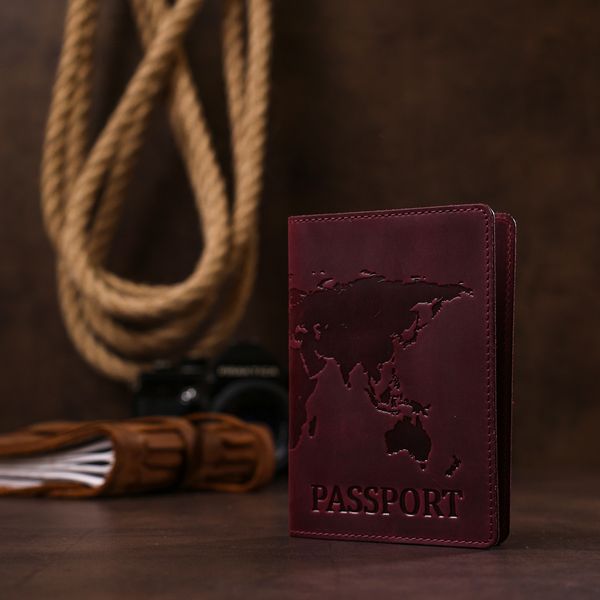 Чудова шкіряна обкладинка на паспорт Shvigel 16551 Бордовий 16551 фото