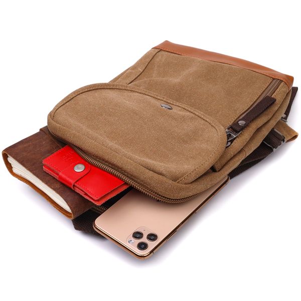 Практичний рюкзак для чоловіків із щільного текстилю Vintage 22183 Коричневий 56819 фото