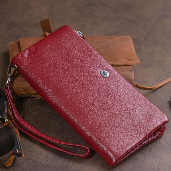 Гаманець-клатч зі шкіри з кишенею для мобільного ST Leather 19311 Бордовий 19311 фото