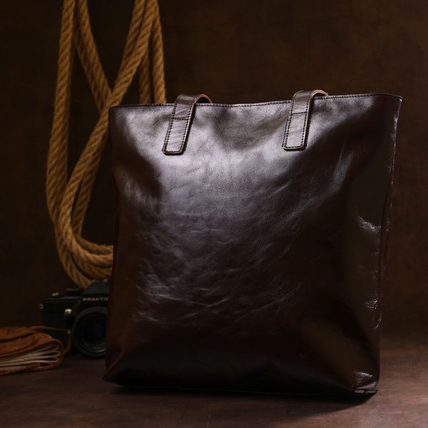 Шкіряна жіноча сумка-шоппер Shvigel 16370 Коричневий 52504 фото