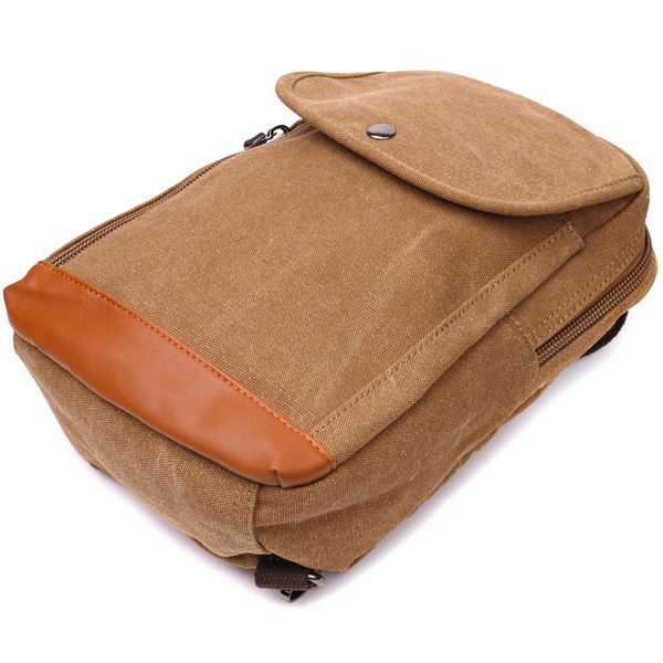 Практичний рюкзак для чоловіків із щільного текстилю Vintage 22183 Коричневий 56819 фото