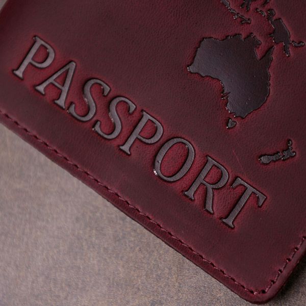 Чудова шкіряна обкладинка на паспорт Shvigel 16551 Бордовий 16551 фото