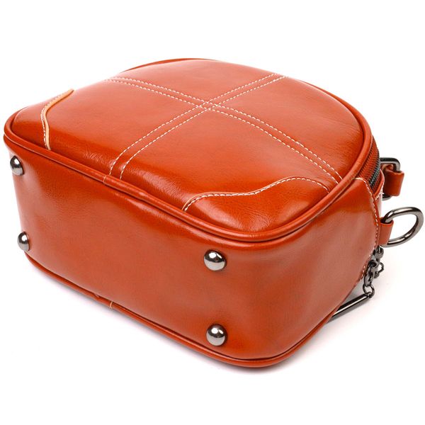 Удобная глянцевая сумка на плечо из натуральной кожи 22129 Vintage Коричневая 22129 фото