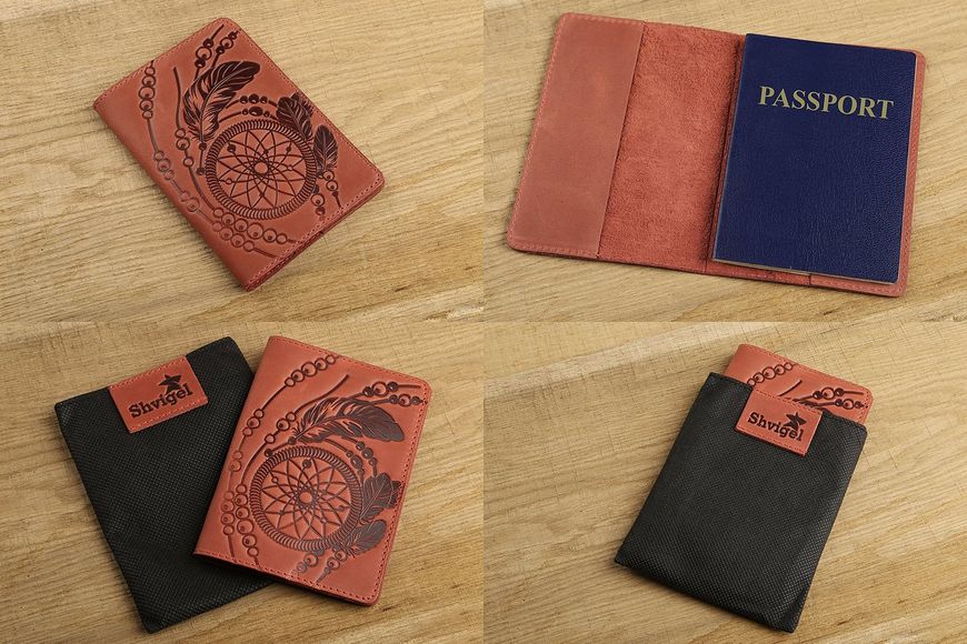 Ексклюзивна обкладинка для паспорта з вінтажній шкіри SHVIGEL 13792 Червона 13792 фото