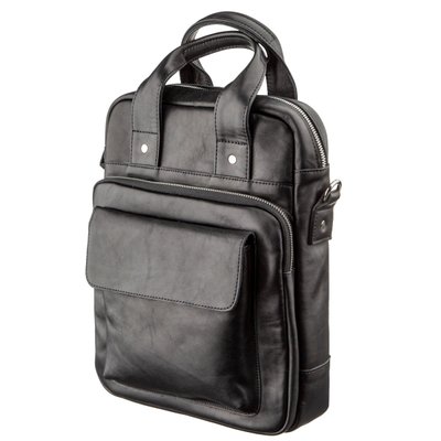 Чоловіча сумка під А4 вертикального формату в гладку шкіру 11165 SHVIGEL, Чорна 39984 фото