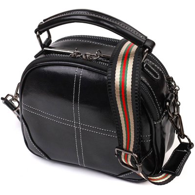 Женская глянцевая сумка на плечо из натуральной кожи 22130 Vintage Черная 22130 фото