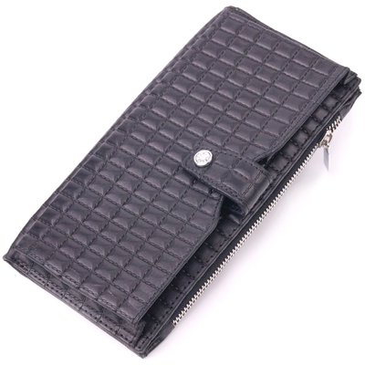 Стеганый вертикальный мужской бумажник из натуральной кожи KARYA 21425 Черный 21425 фото