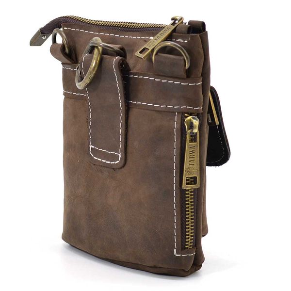 Маленькая мужская сумка на пояс, через плечо, на джинсы коричневая TARWA RC-1350-3md RC-1350-3md фото