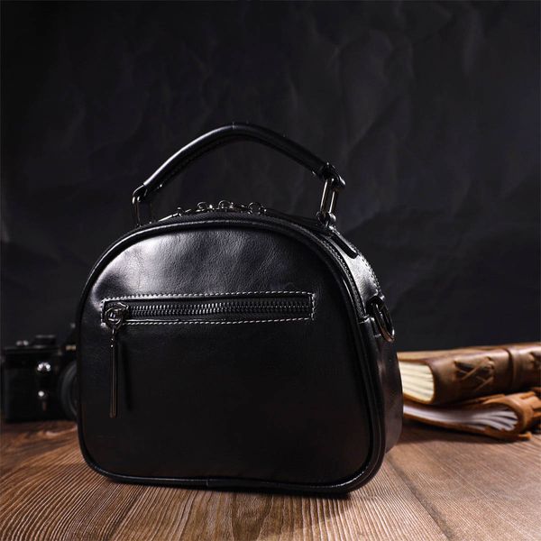 Жіноча глянсова сумка на плече з натуральної шкіри 22130 Vintage Чорна 22130 фото