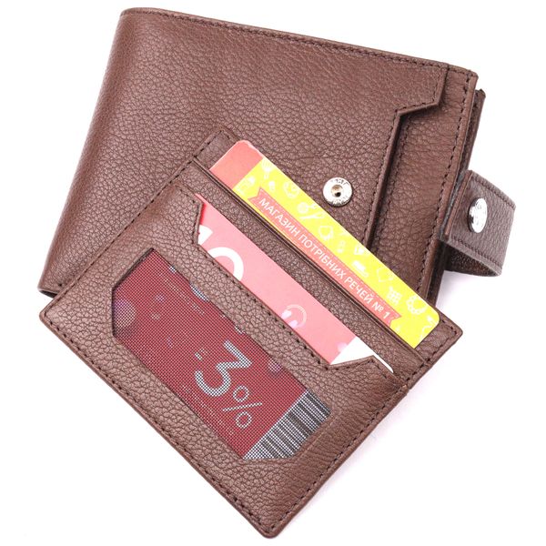 Практичний чоловічий гаманець із натуральної шкіри KARYA 21067 Коричневий 21067 фото