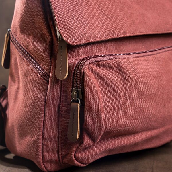 Компактний жіночий текстильний рюкзак Vintage 20195 Малиновий 46175 фото