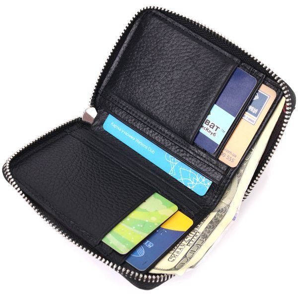 Красивий жіночий гаманець на блискавці з натуральної шкіри KARYA 21343 Чорний 21343 фото