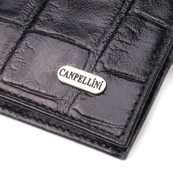 Якісний гаманець для чоловіків у два складення з натуральної фактурної шкіри з тисненням під крокодила CANPELLINI 21584 Чорний 21584 фото
