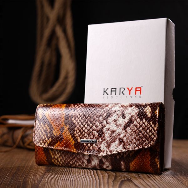 Лакований жіночий гаманець з клапаном із фактурної шкіри під рептилію KARYA 21117 Різнокольоровий 21117 фото