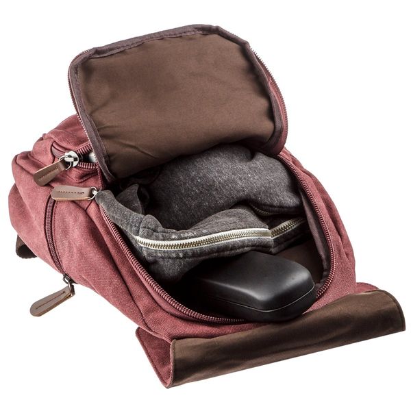 Компактный женский текстильный рюкзак Vintage 20195 Малиновый 46175 фото