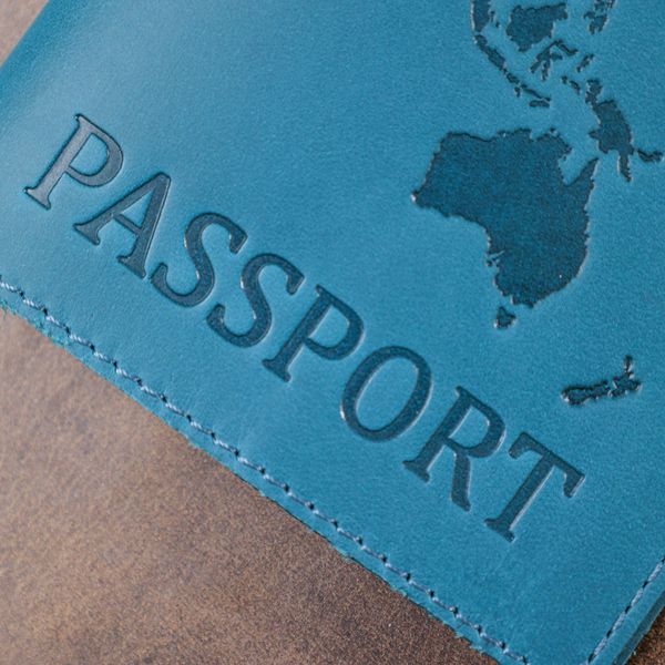 Стильна шкіряна обкладинка на паспорт Shvigel 16552 Бірюзовий 16552 фото