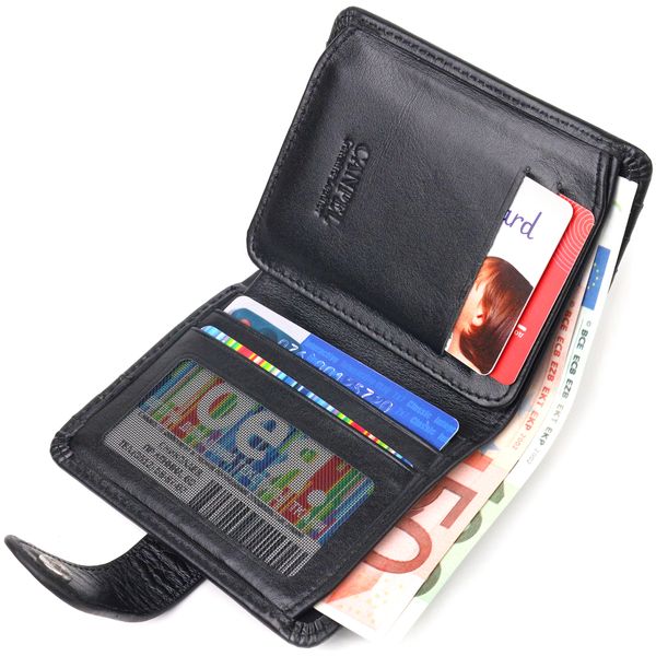 Чоловічий компактний гаманець з натуральної гладкої шкіри CANPELLINI 21685 Чорний 21685 фото