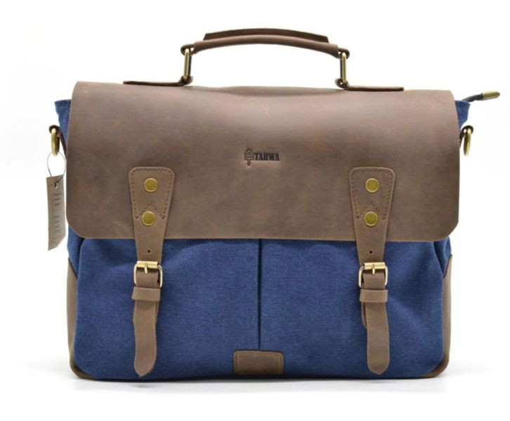Мужская сумка-портфель кожа+парусина RK-3960-4lx от украинского бренда TARWA RK-3960-4lx фото