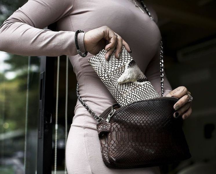 Кошелек женский SNAKE LEATHER 18263 из натуральной кожи питона Серый 18263 фото