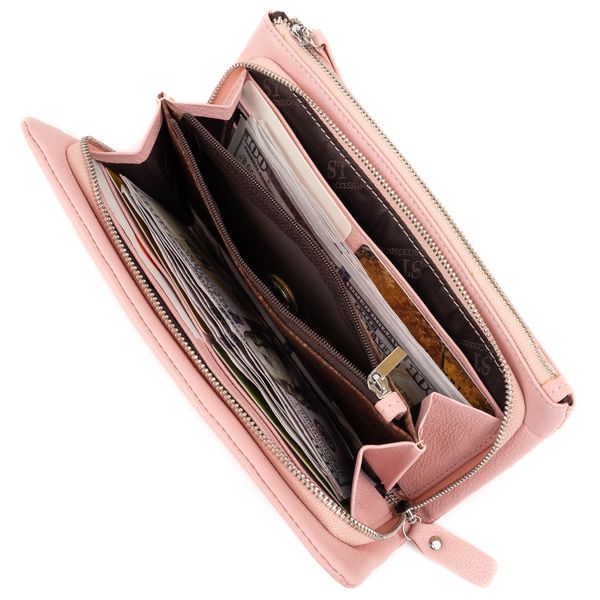 Гаманець-клатч зі шкіри з кишенею для мобільного ST Leather 19313 Рожевий 19313 фото