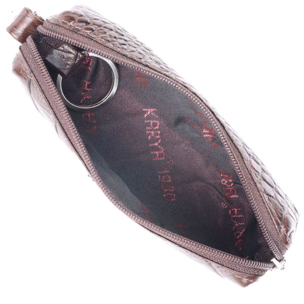 Практична ключниця з натуральної шкіри з тисненням під крокодила KARYA 21218 Коричневий 21218 фото