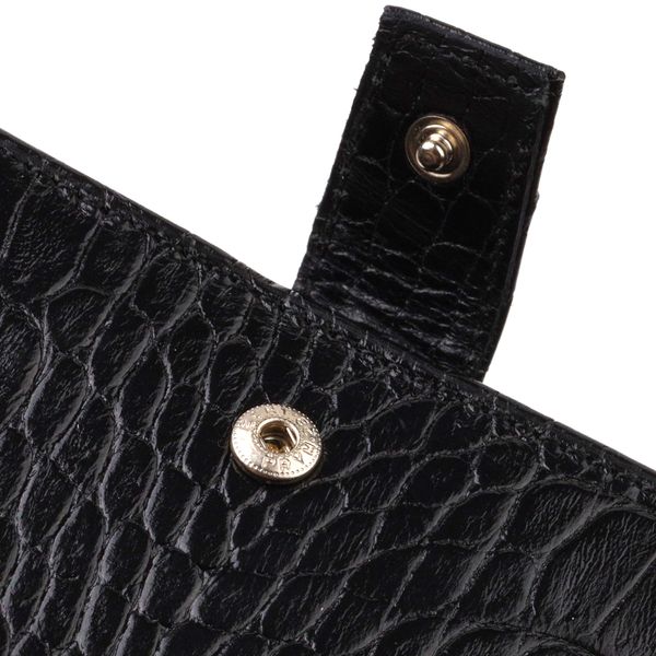Стильний вертикальний чоловічий гаманець середнього розміру з натуральної шкіри з тисненням під крокодила CANPELLINI 21736 Чорний 21736 фото