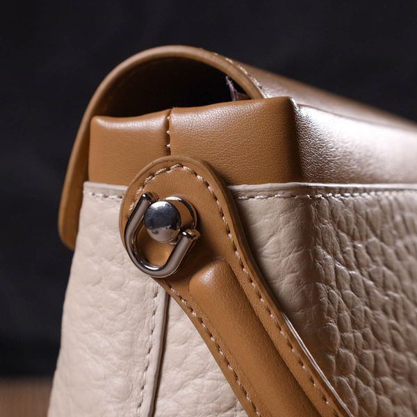 Фактурна сумка крос-боді з натуральної шкіри 22131 Vintage Молочна 22131 фото