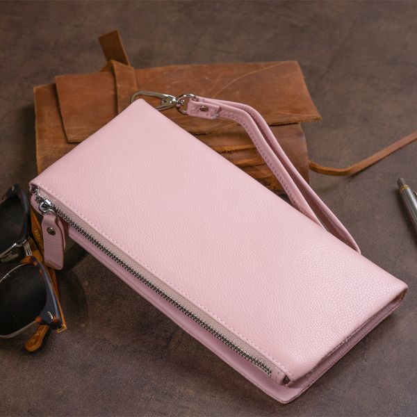 Гаманець-клатч зі шкіри з кишенею для мобільного ST Leather 19313 Рожевий 19313 фото