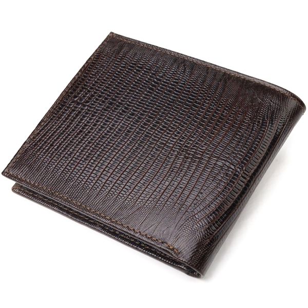 Лакований гаманець для чоловіків у два складення з натуральної фактурної шкіри CANPELLINI 21585 Коричневий 21585 фото