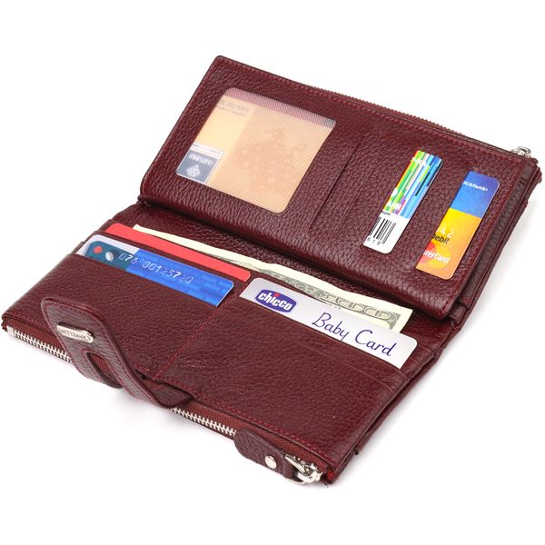 Гарний гаманець із натуральної зернистої шкіри CANPELLINI 21636 Бордовий 21636 фото